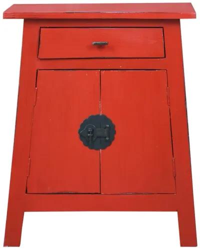 Sunset Trading Cottage Solid Wood Zen End Table | Distressed Red Nightstand | Fully Assembled Accent Cabinet