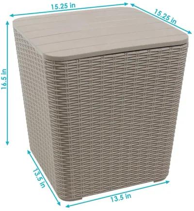 Sunnydaze 11.5 gal Faux Rattan Outdoor Storage Box