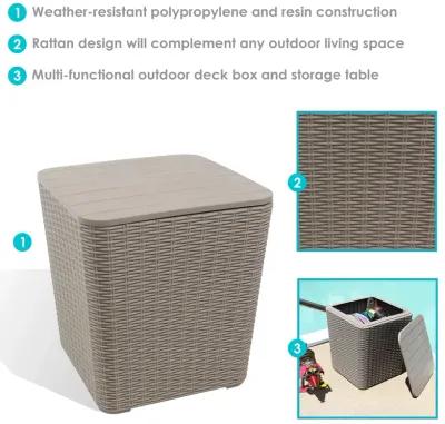 Sunnydaze 11.5 gal Faux Rattan Outdoor Storage Box