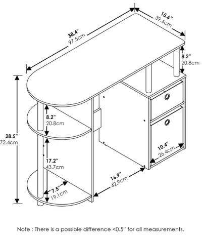 Furinno Furinno JAYA Simplistic Computer Study Desk with Bin Drawers  White Oak  Stainless Steel Tubes