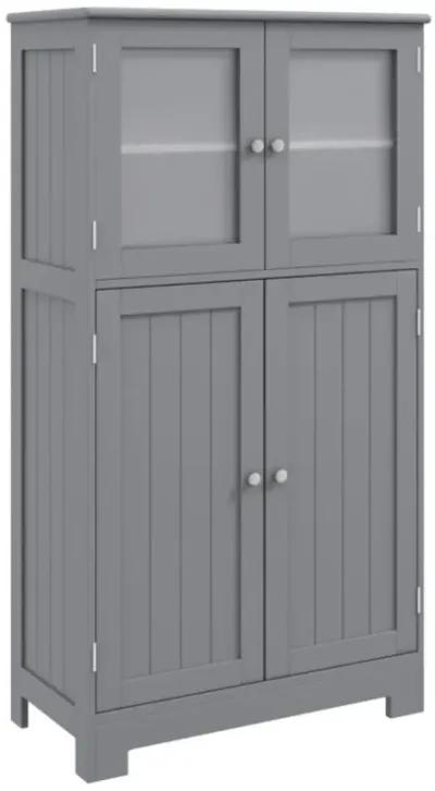 Bathroom Floor Storage Locker Kitchen Cabinet with Doors and Adjustable Shelf