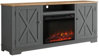 FESTIVO 70" Farmhouse TV Stand Console for TVs up to 75 inch w/ Fireplace