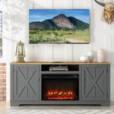 FESTIVO 70" Farmhouse TV Stand Console for TVs up to 75 inch w/ Fireplace