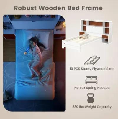 Bed Frame with Storage Headboard and Nightstands-Twin Size