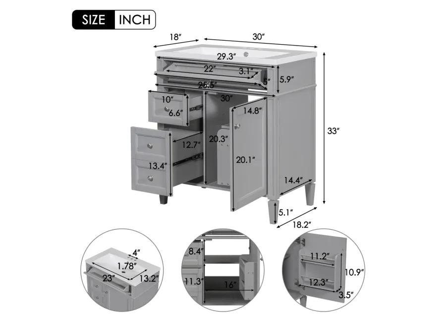 Modern Bathroom Vanity with Storage, Single Sink