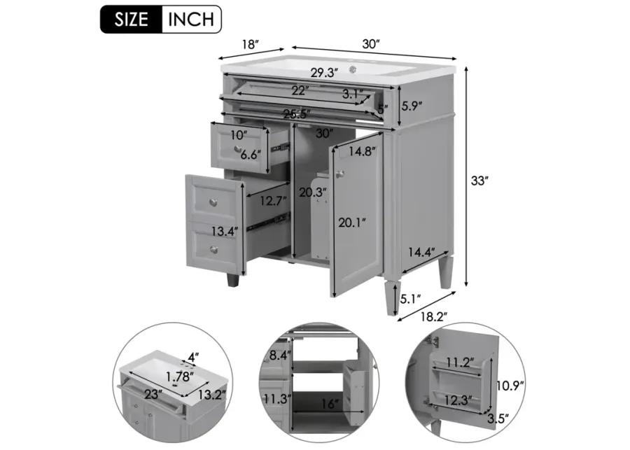 Modern Bathroom Vanity with Storage, Single Sink