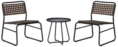 Freja 3-Piece Mid-Century Modern Faux Rattan Conversation Outdoor Patio Set