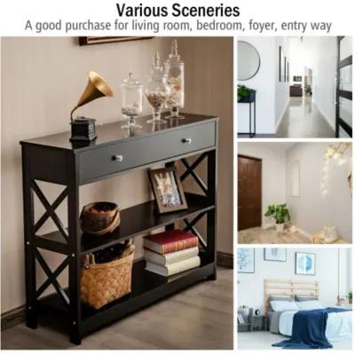 3-Tier Console Table with Drawers for Living Room Entryway