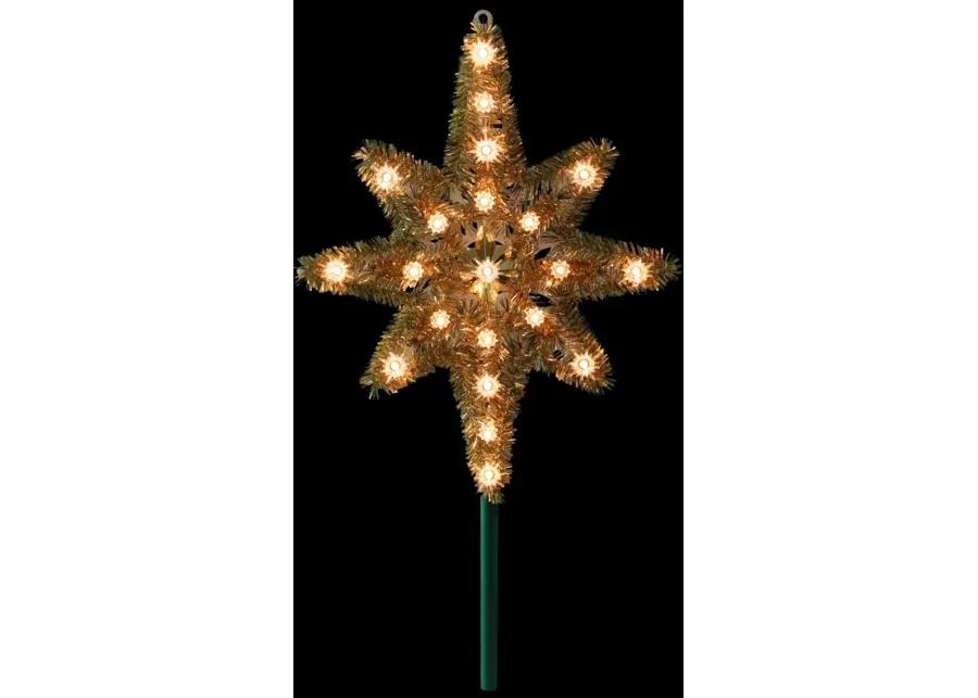 21" Gold Lighted Star of Bethlehem Christmas Tree Topper - Clear Lights