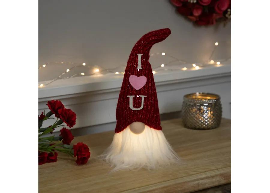 LED Lighted "I Heart U" Valentine's Day Gnome - 11.5"