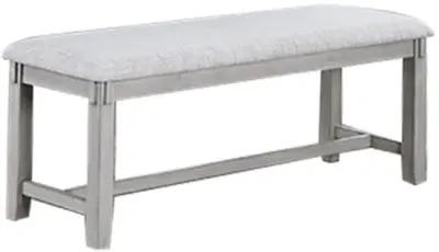 Peter 50 Inch Dining Bench, Fabric Upholstery, Cushioned, Driftwood Gray - Benzara