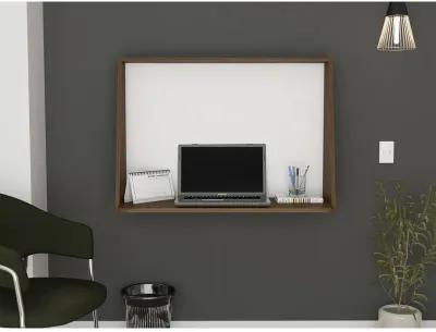 Lewiston 1-Shelf Floating Wall Desk Mahogany And White