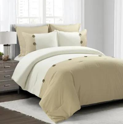 Linen Button Cotton Blend Comforter 5-Pc Set