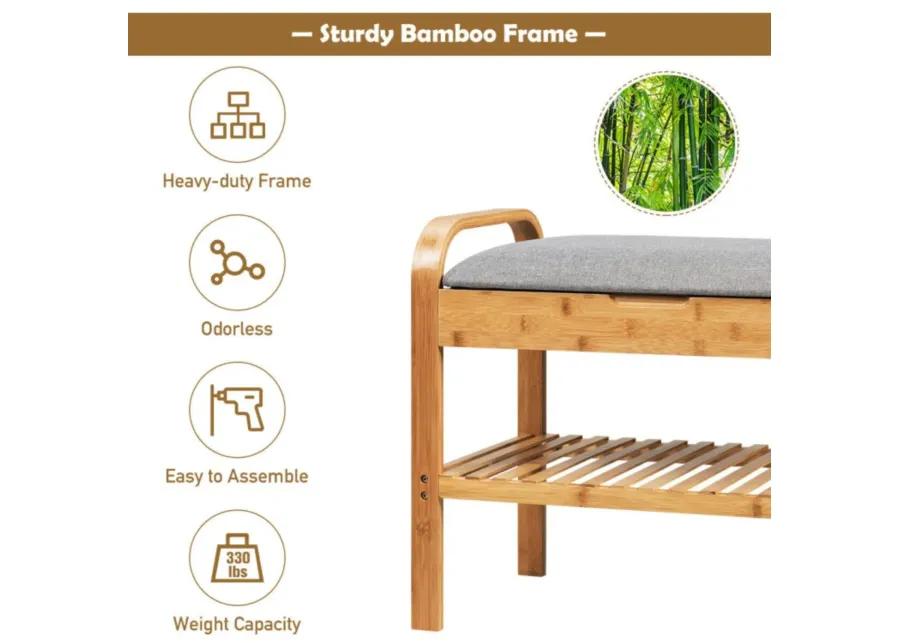 Hivvago Shoe Rack Bench Bamboo with Storage Shelf -Natural