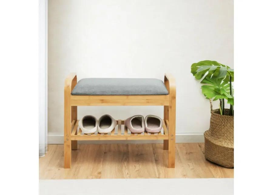 Hivvago Shoe Rack Bench Bamboo with Storage Shelf -Natural