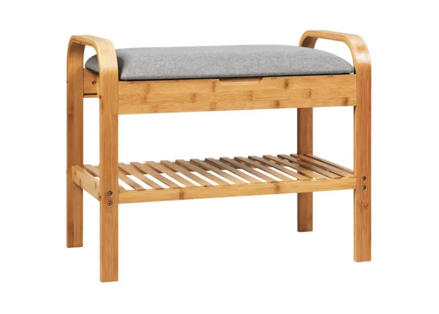 Hivvago Shoe Rack Bench Bamboo with Storage Shelf -Natural