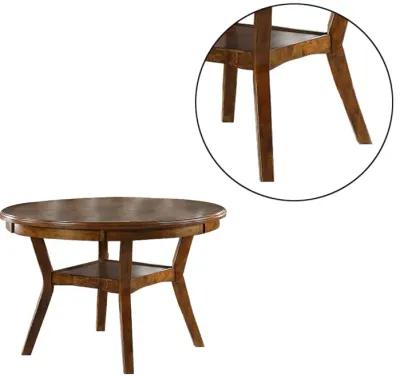 Round Top Wooden Dining Table with Boomerang Legs, Walnut Brown-Benzara