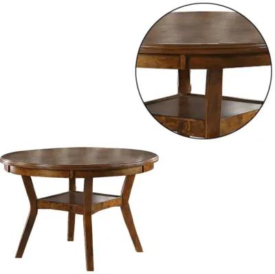 Round Top Wooden Dining Table with Boomerang Legs, Walnut Brown-Benzara