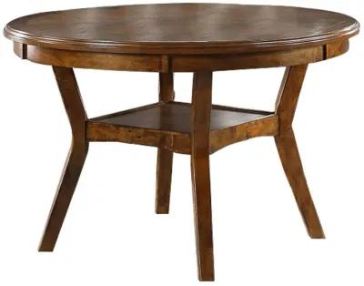 Round Top Wooden Dining Table with Boomerang Legs, Walnut Brown-Benzara