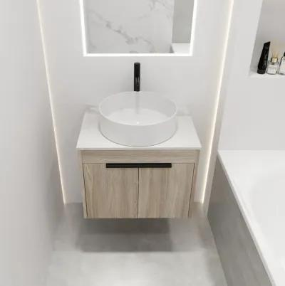 24" Modern Design Float Bathroom Vanity With Ceramic Basin Set