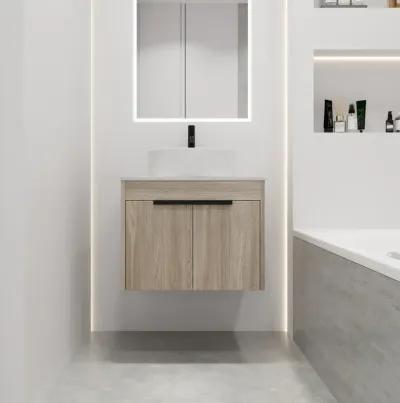 24" Modern Design Float Bathroom Vanity With Ceramic Basin Set