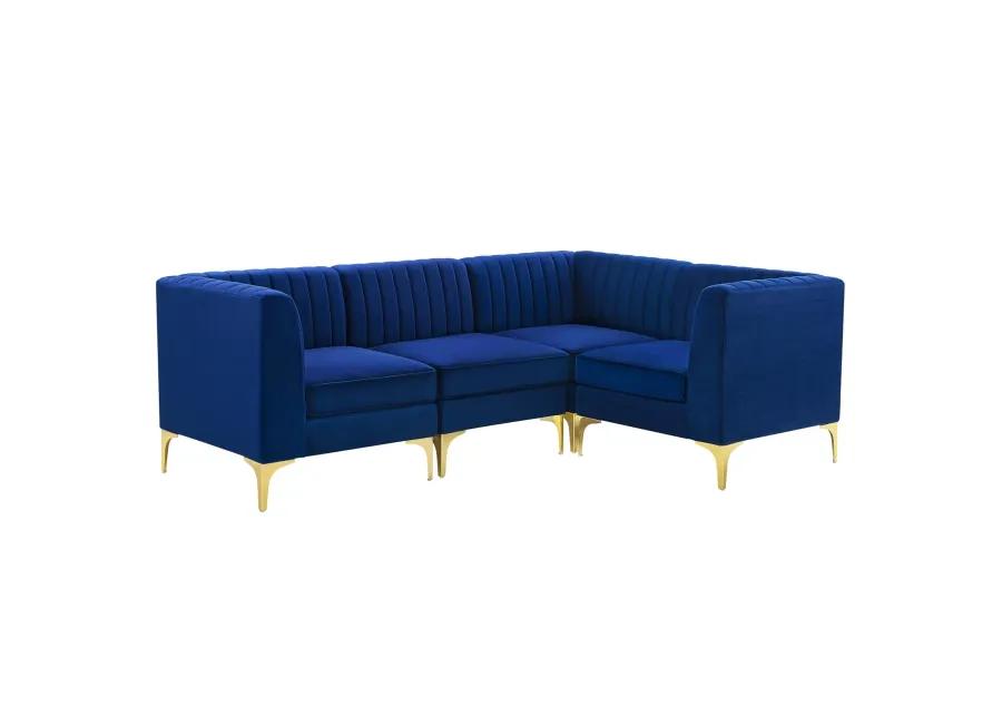 Triumph Channel Tufted Performance Velvet 4-Piece Sectional Sofa