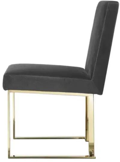 Boly 24 Inch Side Dining Chair Set of 2, Gray Velvet, Gold Cantilever - Benzara