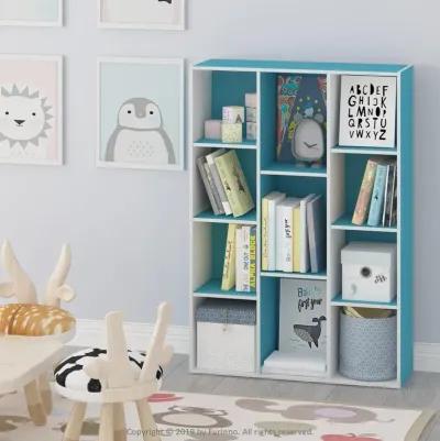 Furinno 11-Cube Reversible Open Shelf Bookcase, White/Pink