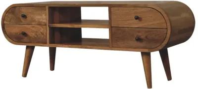 Oak-ish Circular Media Unit with 2 Open Slots