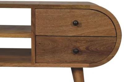 Oak-ish Circular Media Unit with 2 Open Slots