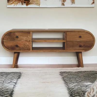 Oak-ish Circular Media Unit with 2 Open Slots