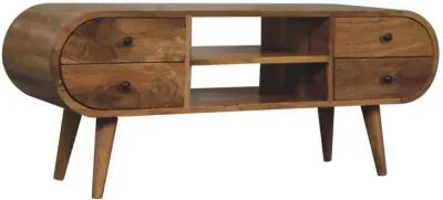 Oak-ish Circular Media Unit with 2 Open Slots