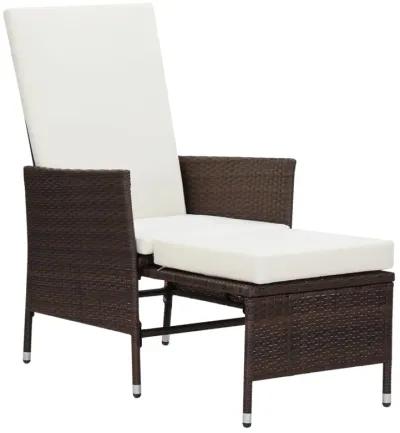 vidaXL Reclining Garden Chair with Cushions Poly Rattan Brown