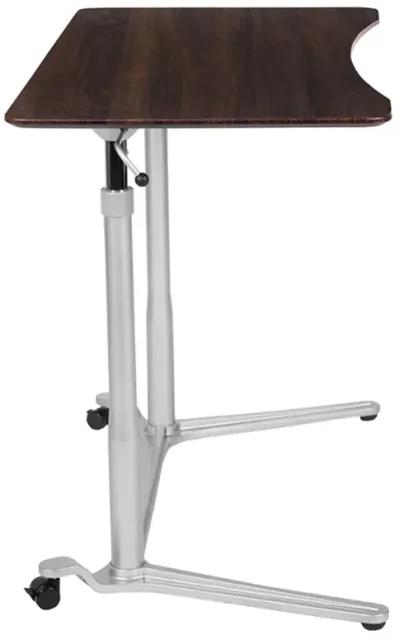 Flash Furniture Merritt Sit-Down, Stand-Up Dark Wood Grain Computer Ergonomic Desk with 37.375"W Top (Adjustable Range 29" - 40.75")