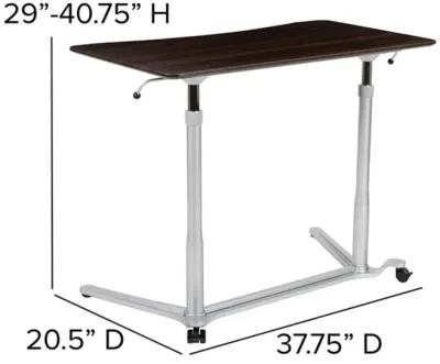 Flash Furniture Merritt Sit-Down, Stand-Up Dark Wood Grain Computer Ergonomic Desk with 37.375"W Top (Adjustable Range 29" - 40.75")