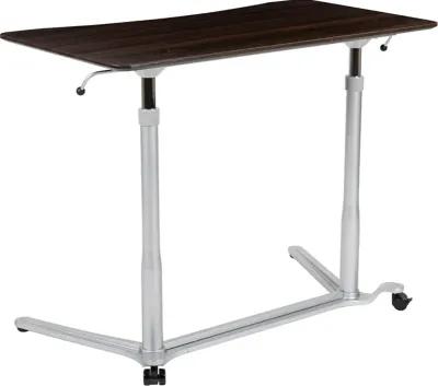 Flash Furniture Merritt Sit-Down, Stand-Up Dark Wood Grain Computer Ergonomic Desk with 37.375"W Top (Adjustable Range 29" - 40.75")