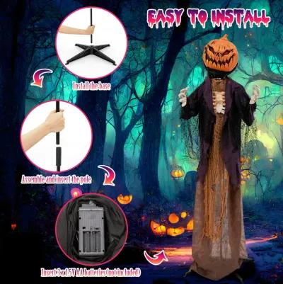 5.6 Feet Halloween Animated Standing Pumpkin Scarecrow