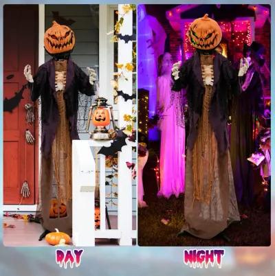 5.6 Feet Halloween Animated Standing Pumpkin Scarecrow