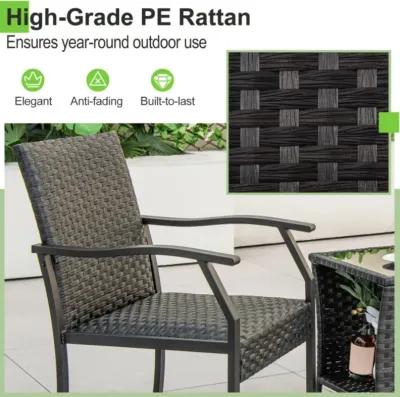 Hivvago 3 Piece Patio Wicker Chair Set with Quick Dry Foam Cushions