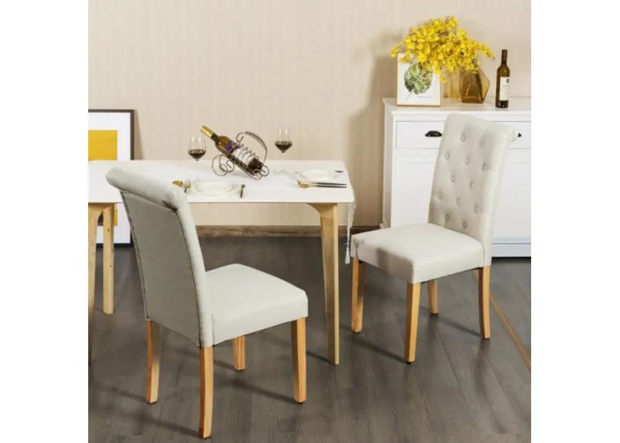 2 Pieces Tufted Dining Chair Set with Adjustable Anti-Slip Foot Pads