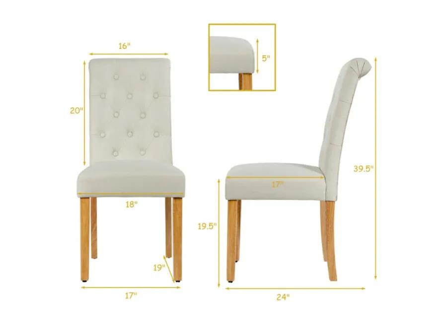 2 Pieces Tufted Dining Chair Set with Adjustable Anti-Slip Foot Pads