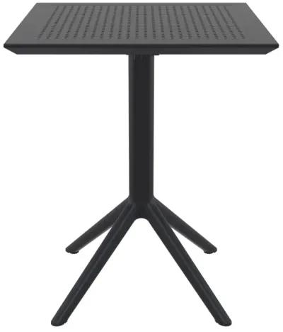 29.5" Black Folding Square Outdoor Patio Dining Table