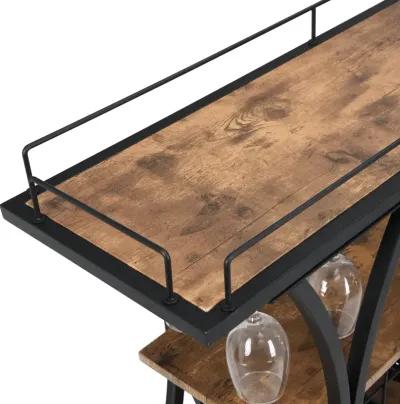 Industrial Bar Cart Kitchen Bar Serving Cart For Home With Wheels 3 - Tier Storage Shelves