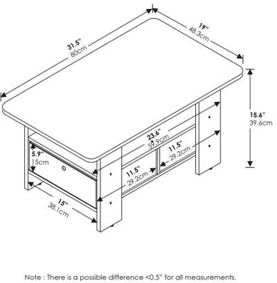 Furinno Andrey Coffee Table with Bin Drawer, Amber Pine/Black