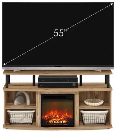 Open Shelving Storage Fireplace Entertainment Center for TV up to 55 Inch