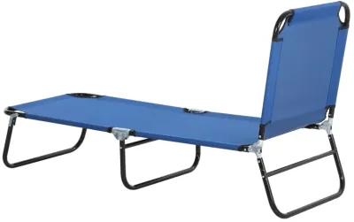 Outsunny Folding Chaise Lounge Pool Chair, Outdoor Sun Tanning Chair with Pillow, 5-Level Reclining Back, Steel Frame & Breathable Mesh for Beach, Yard, Patio, Blue