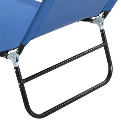 Outsunny Folding Chaise Lounge Pool Chair, Outdoor Sun Tanning Chair with Pillow, 5-Level Reclining Back, Steel Frame & Breathable Mesh for Beach, Yard, Patio, Blue