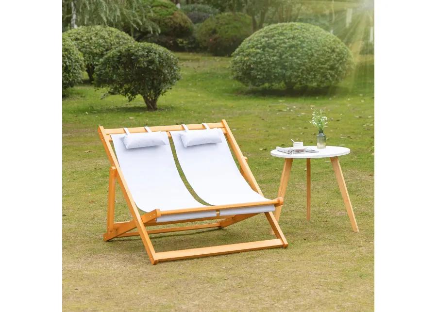 Teak Double Lounger: 2-Person Patio Recliner for Beach & Pool