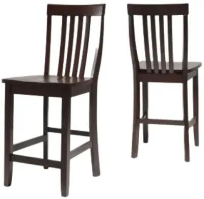 School House 2Pc Counter Stool Set Mahogany - 2 Stools