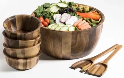 7 Piece - X-Large Salad Bowl with Servers and 4 Individuals